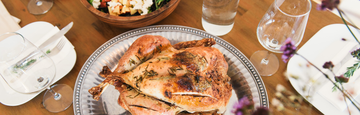 turkey dinner ready on nicely presented table