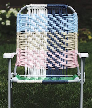 colorful lawn chair open on lawn