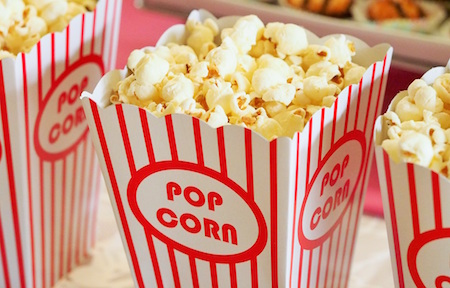 movie theater popcorn in plastic container