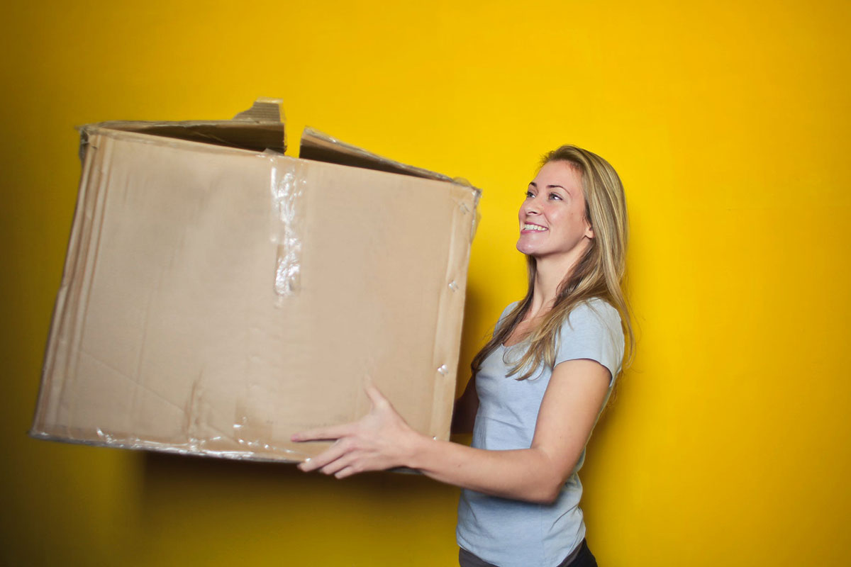 woman with box