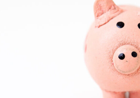 pink piggy bank against white background